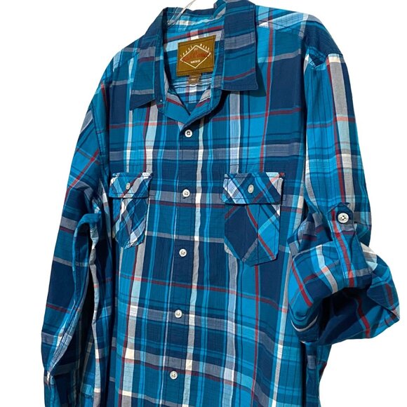 Red Camel Plaid Shirt Mens XXL Blue Country Western Rodeo Rockabilly Streetwear - Picture 2 of 6